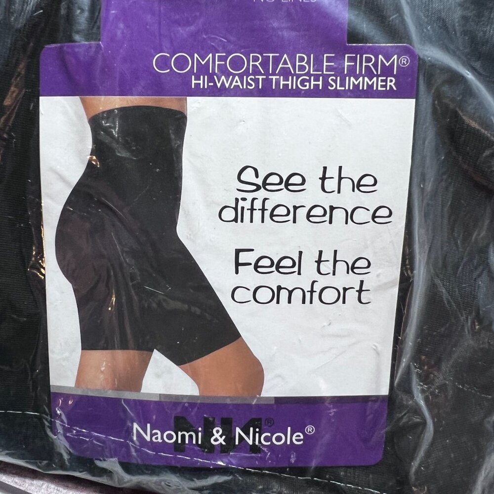 Naomi & Nicole Black Hi Waist Long Leg Thigh Slimmer Plus Size 4X Stretchable